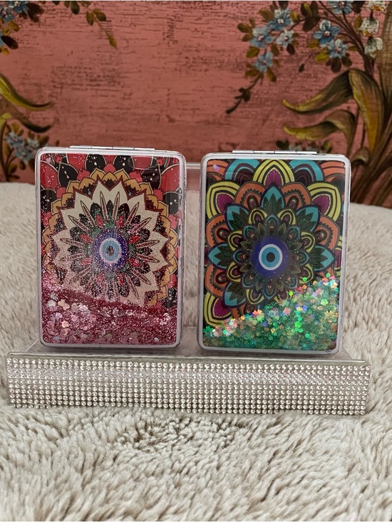 Other - Glittery Mandala Evil Eye Mirrors - Pink or Green